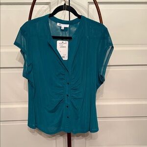DR2 Teal Ruched Blouse